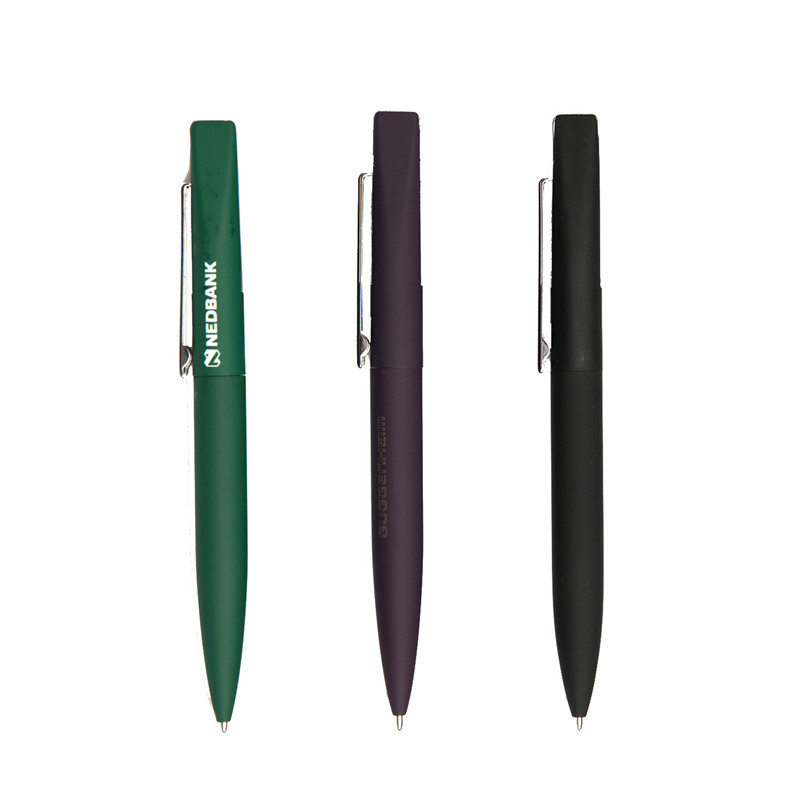 Hot selling soft rubber finish hotel pen promotional ballpoint pen with custom logo-KR035