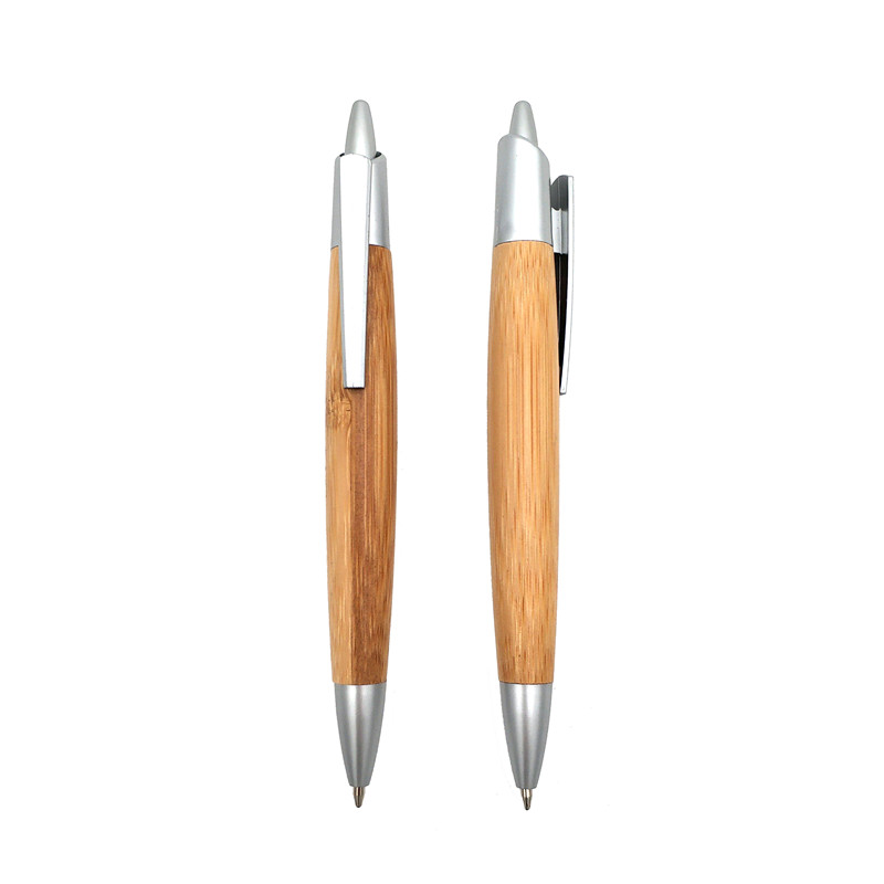 Top Seller Customized Logo Eco-friendly Bamboo Ball Pen With Metal Clip New Gift Recycled Bamboo Wooden Pen-KR4013