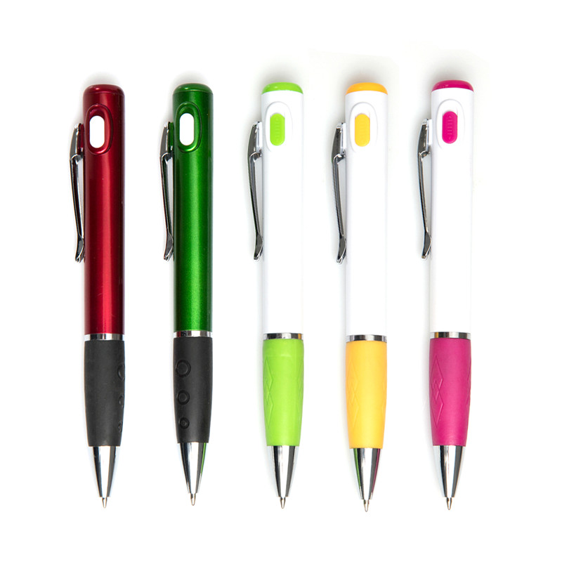 Promotional customized laser logo pen light with soft touch rubber light up your logo LED light ball pen-KR6002
