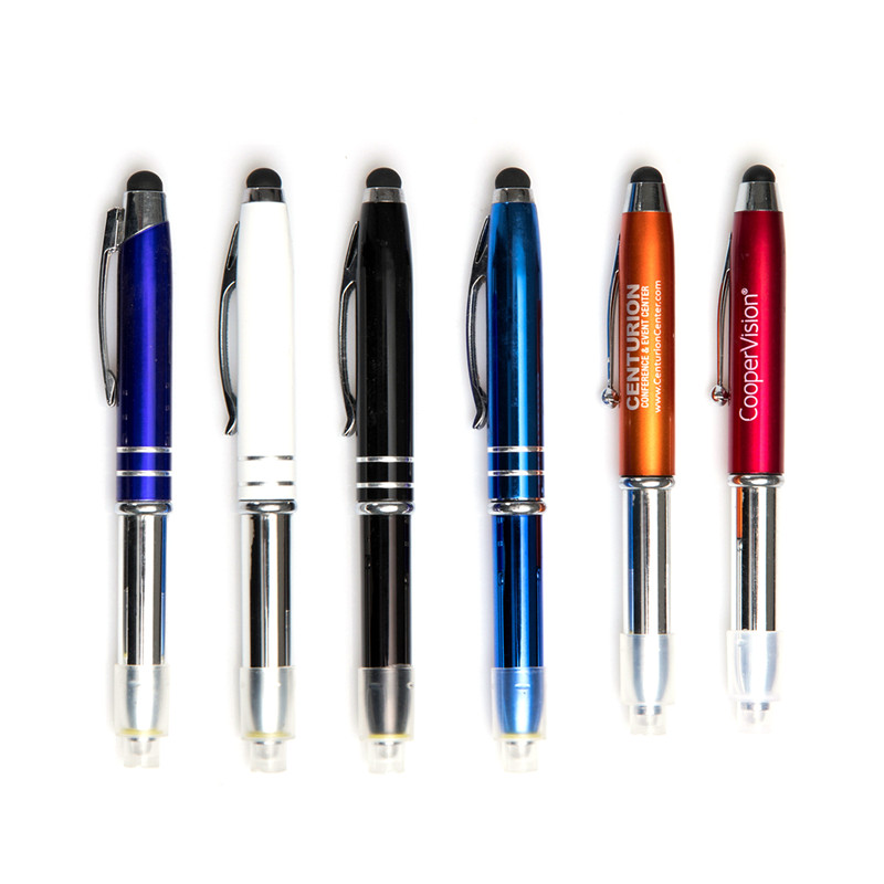Stylus ball pen with logo print high quality advertising pen promotional LED light pen-KR6007