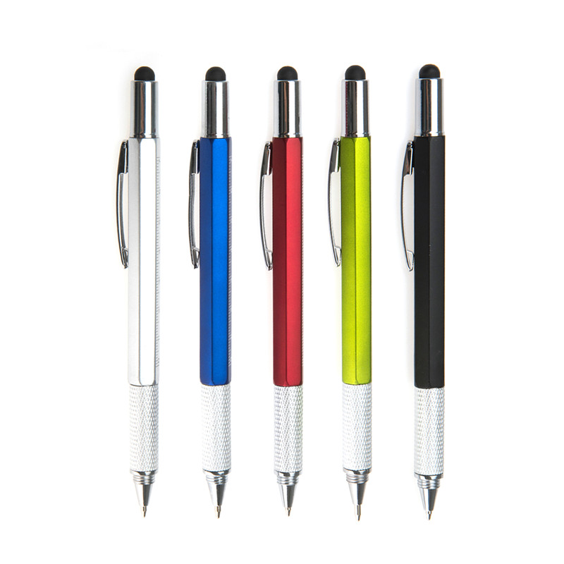 Promotional Multifunctional Screwdriver Ballpoint Pen Horizontal Capacitor Touch Screen Metal Scale Gift Tool Pen-KR9012