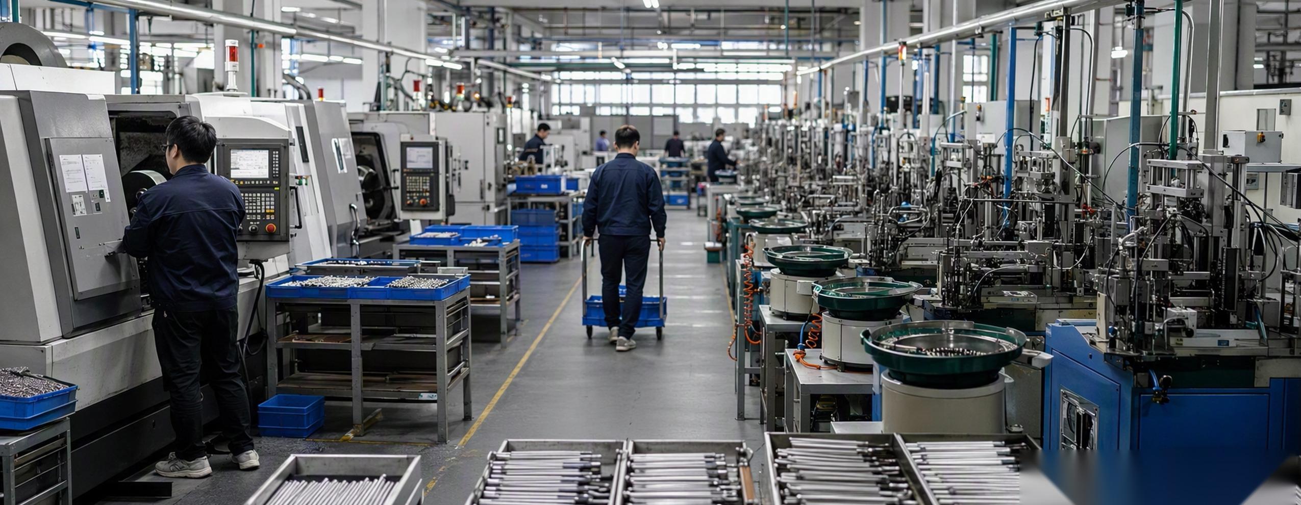 Wide view of the polishing and plating workshop floor