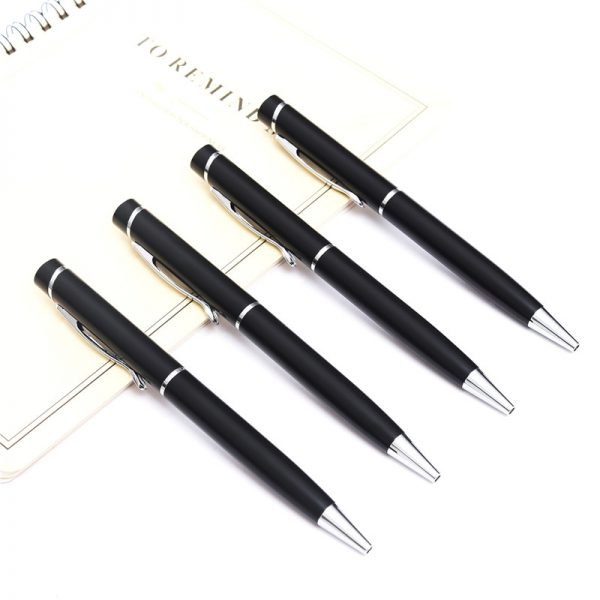 5e1ed10181624 Promotional black metal twist slim hotel pens with custom logo-KR031 | Karry