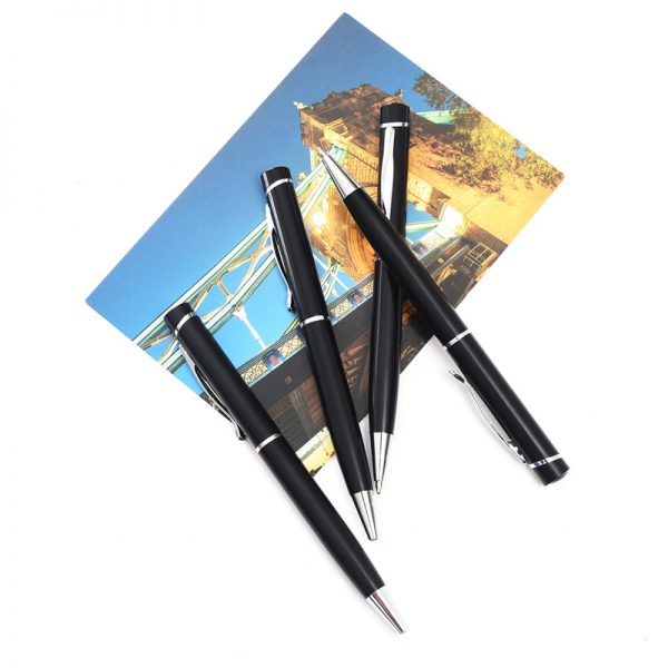 5e1ed10181b3c Promotional black metal twist slim hotel pens with custom logo-KR031 | Karry